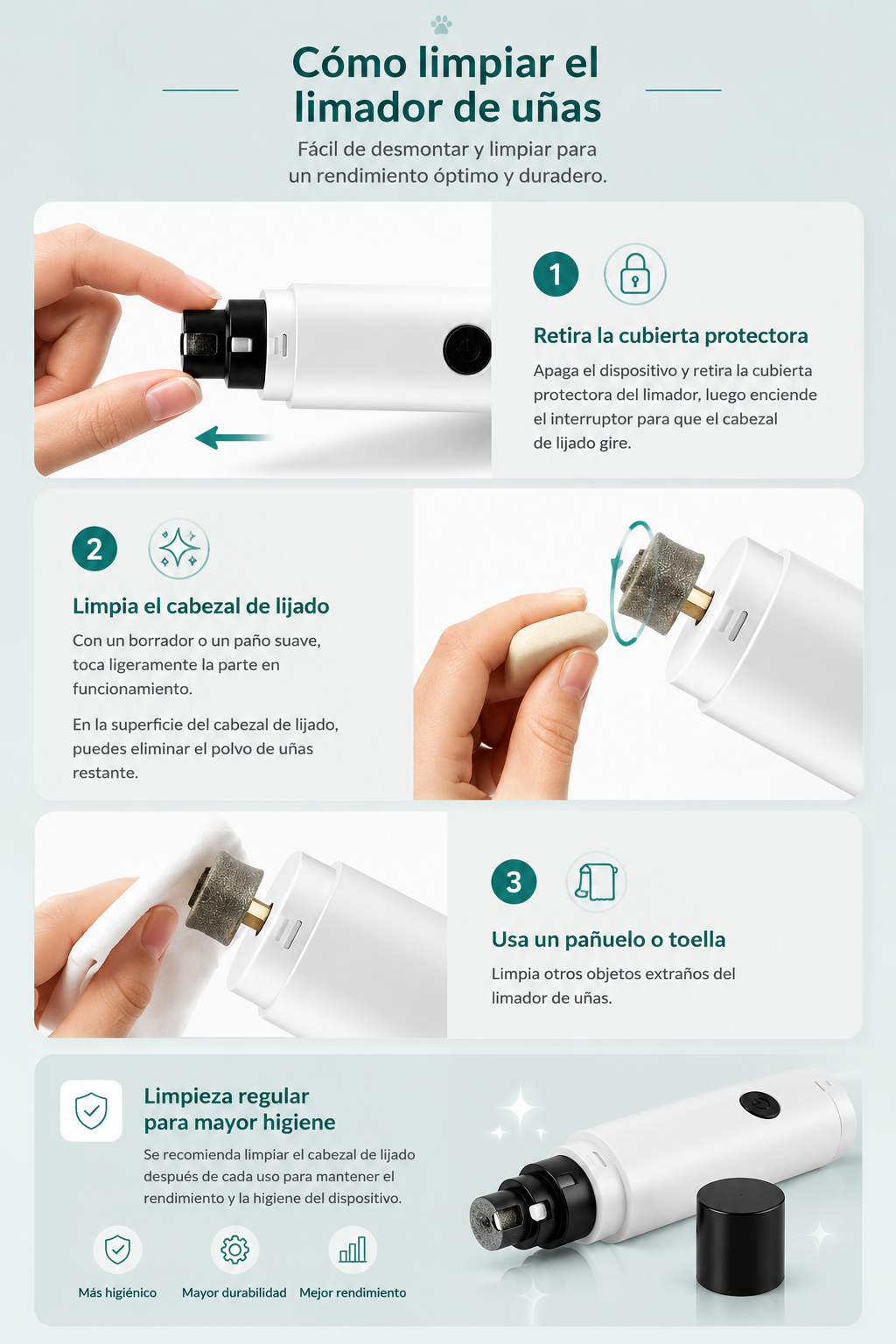 Lima de Uñas LED SilentPaw™  para perros y gatos