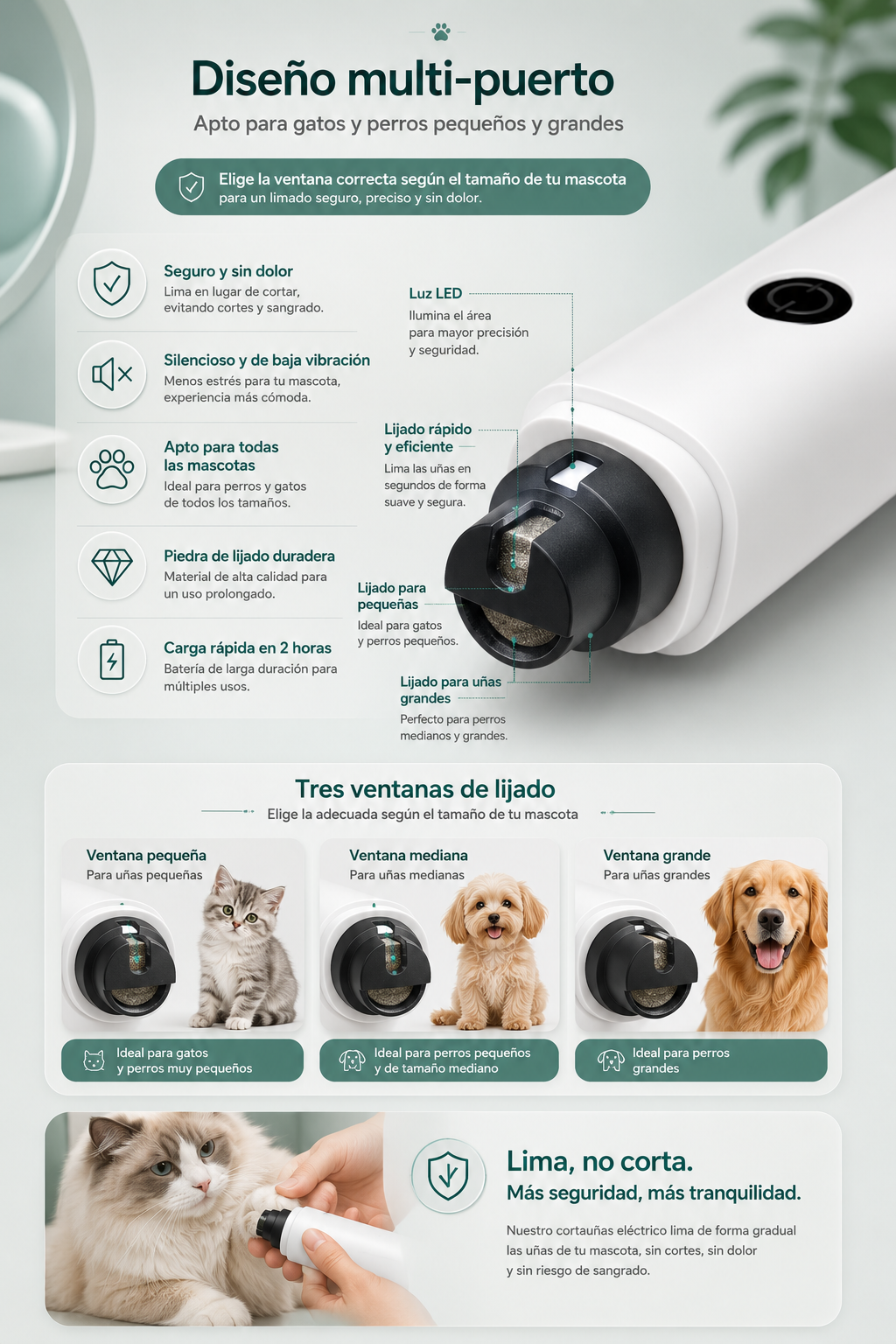 Lima de Uñas LED SilentPaw™  para perros y gatos