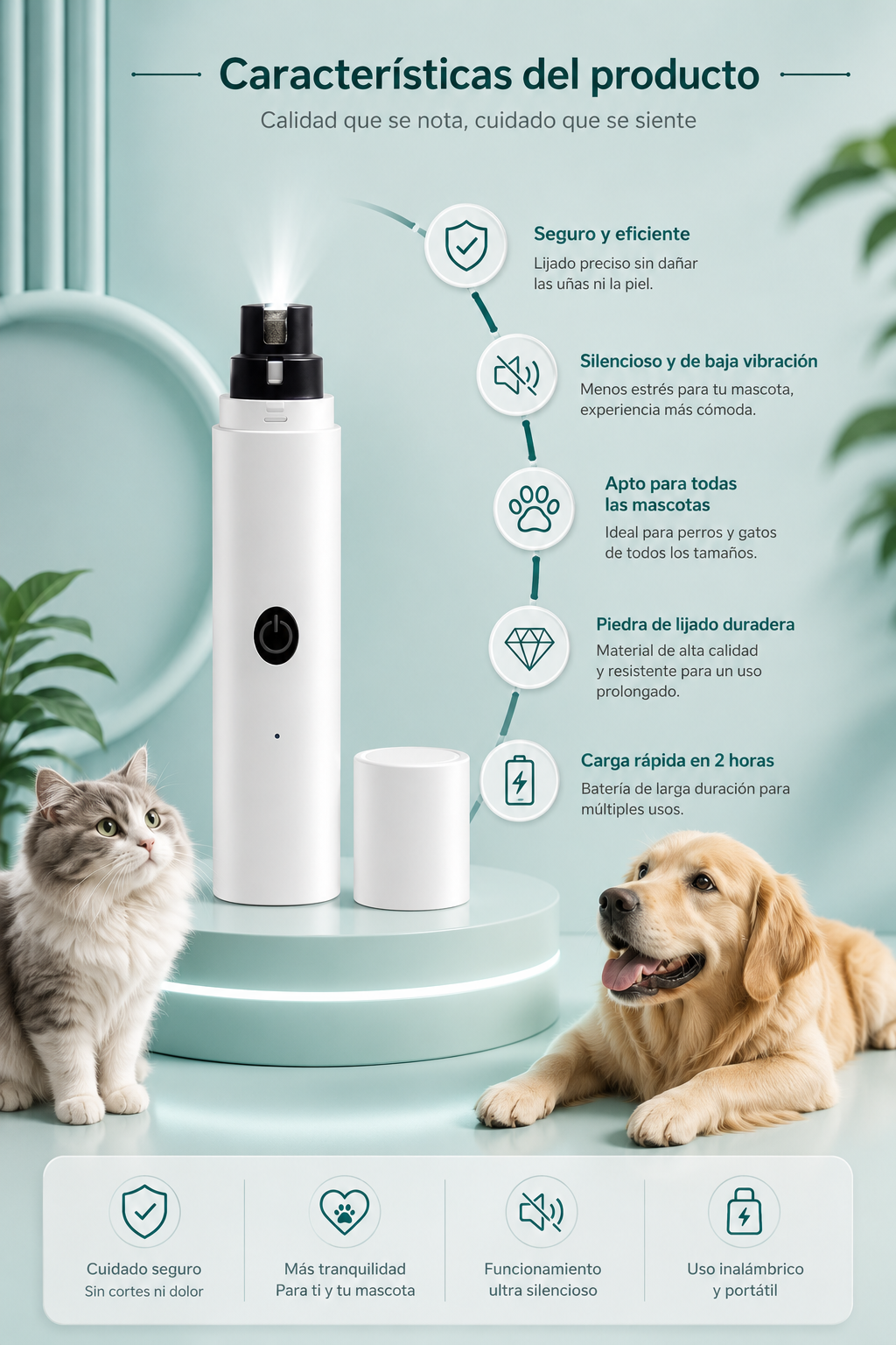Lima de Uñas LED SilentPaw™  para perros y gatos