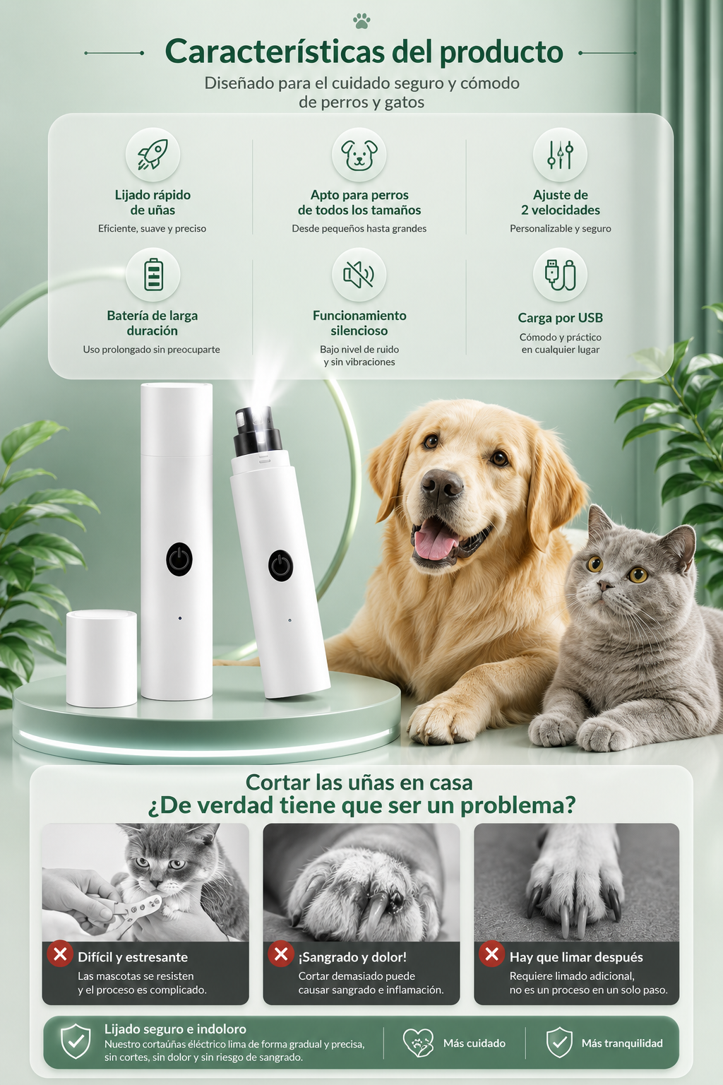 Lima de Uñas LED SilentPaw™  para perros y gatos
